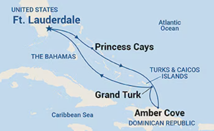 Eastern Caribbean with Bahamas - Eastern Caribbean Cruise With Bahamas Princess Cruises Map